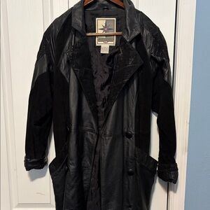 Women’s vintage Black Leather Trench Coat